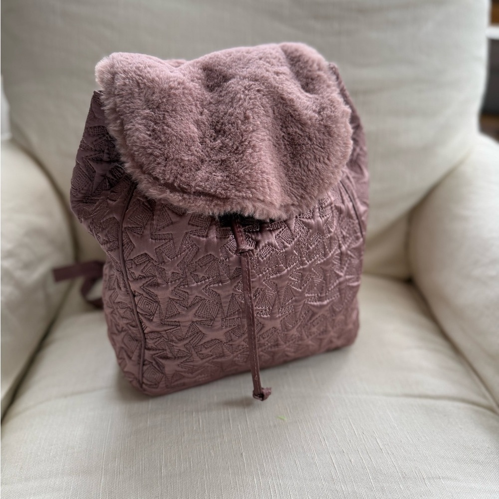 Steve Madden bucket drawstring Mauve Backpack embroidered star design